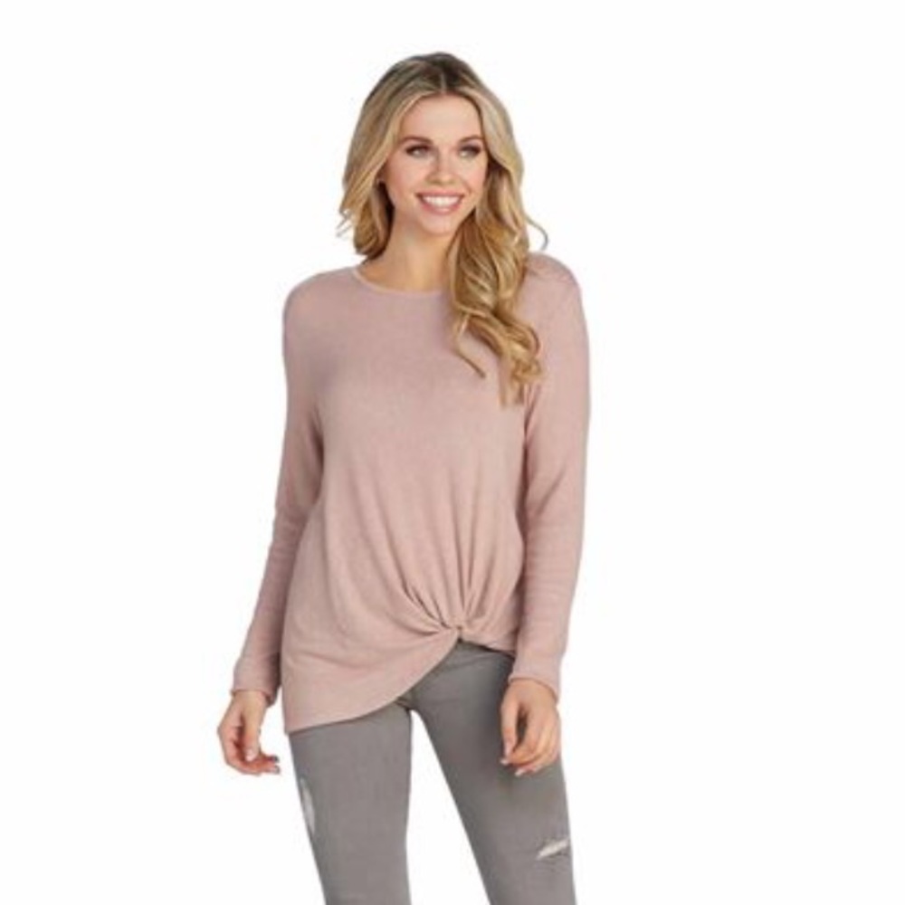 MudPie Bryce Knotted Mauve Long Sleeve Tee NWT